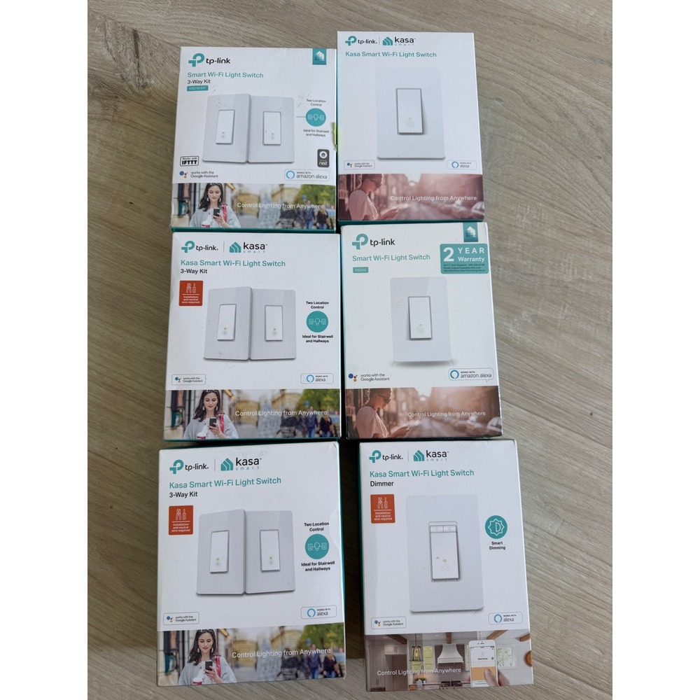 TP-Link Kasa Smart Wi-Fi Light Switch Lot 6 Boxes 3-Way Dimmer Single White NEW